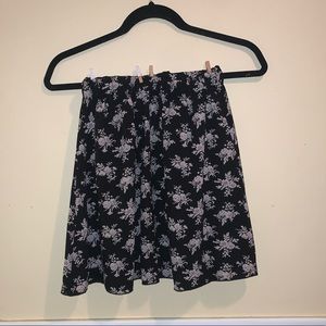 Floral black and cream flowy skirt stretch band